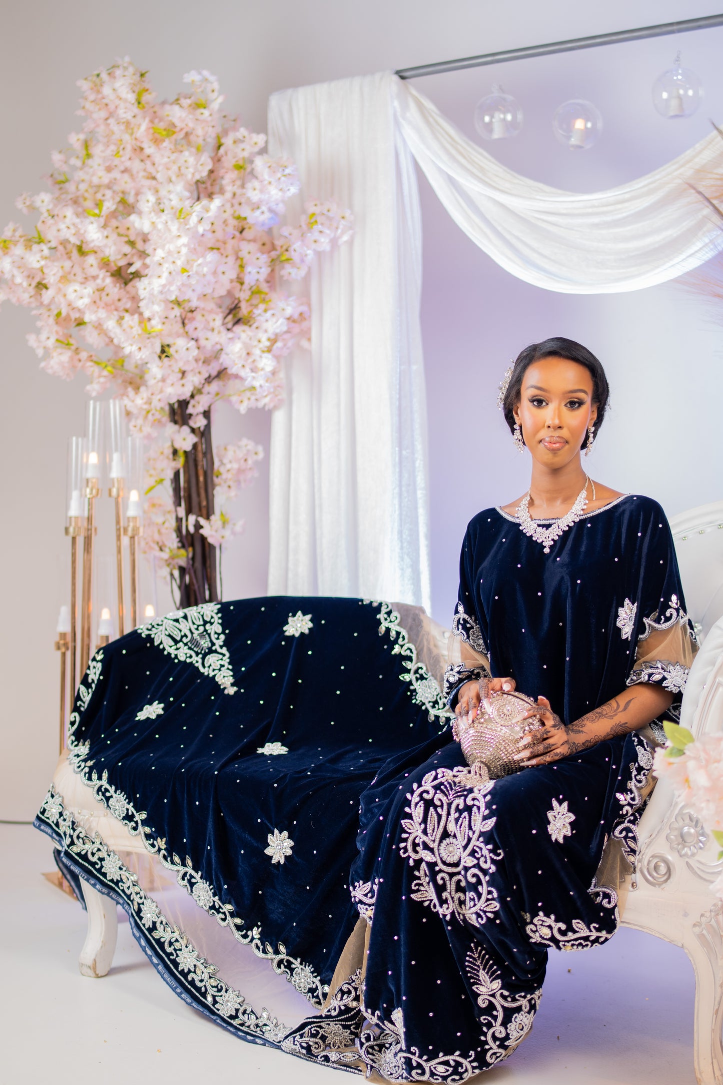 PRE-ORDER Imaan Velvet Bridal Dirac - Dark Blue