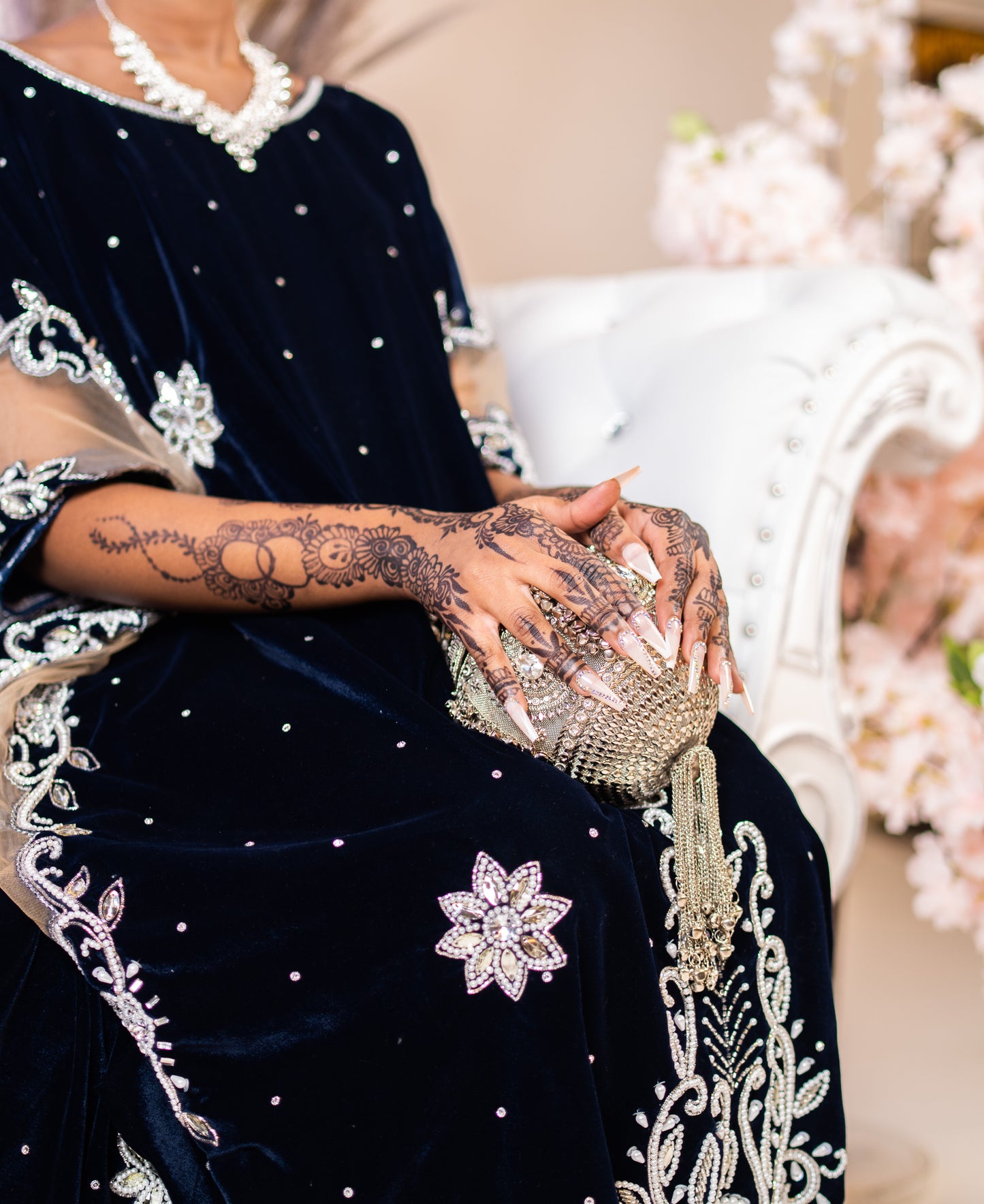PRE-ORDER Imaan Velvet Bridal Dirac - Dark Blue