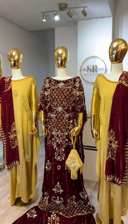 PRE-ORDER  Raaliya Velvet Bridal Dirac - Maroon