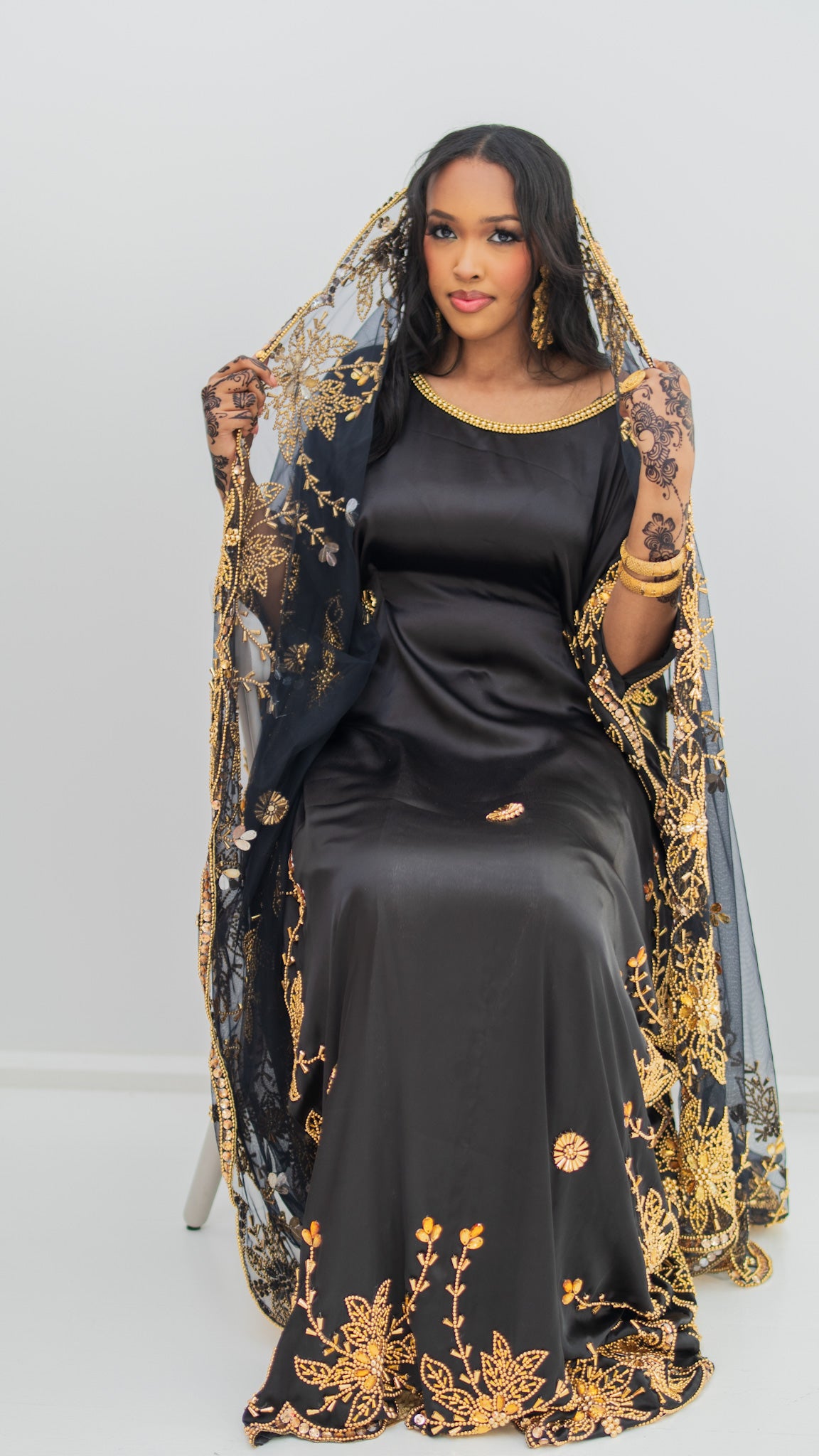 PRE-ORDER  Ladan Silk Bridal Dirac -  Black & Gold