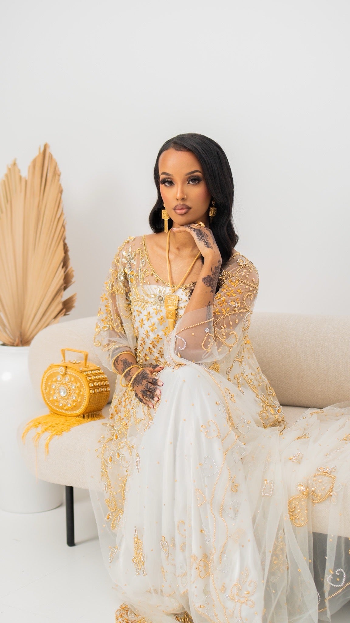 PRE - ORDER Dahab & Xariir Bridal Lace Dirac -  White & Gold