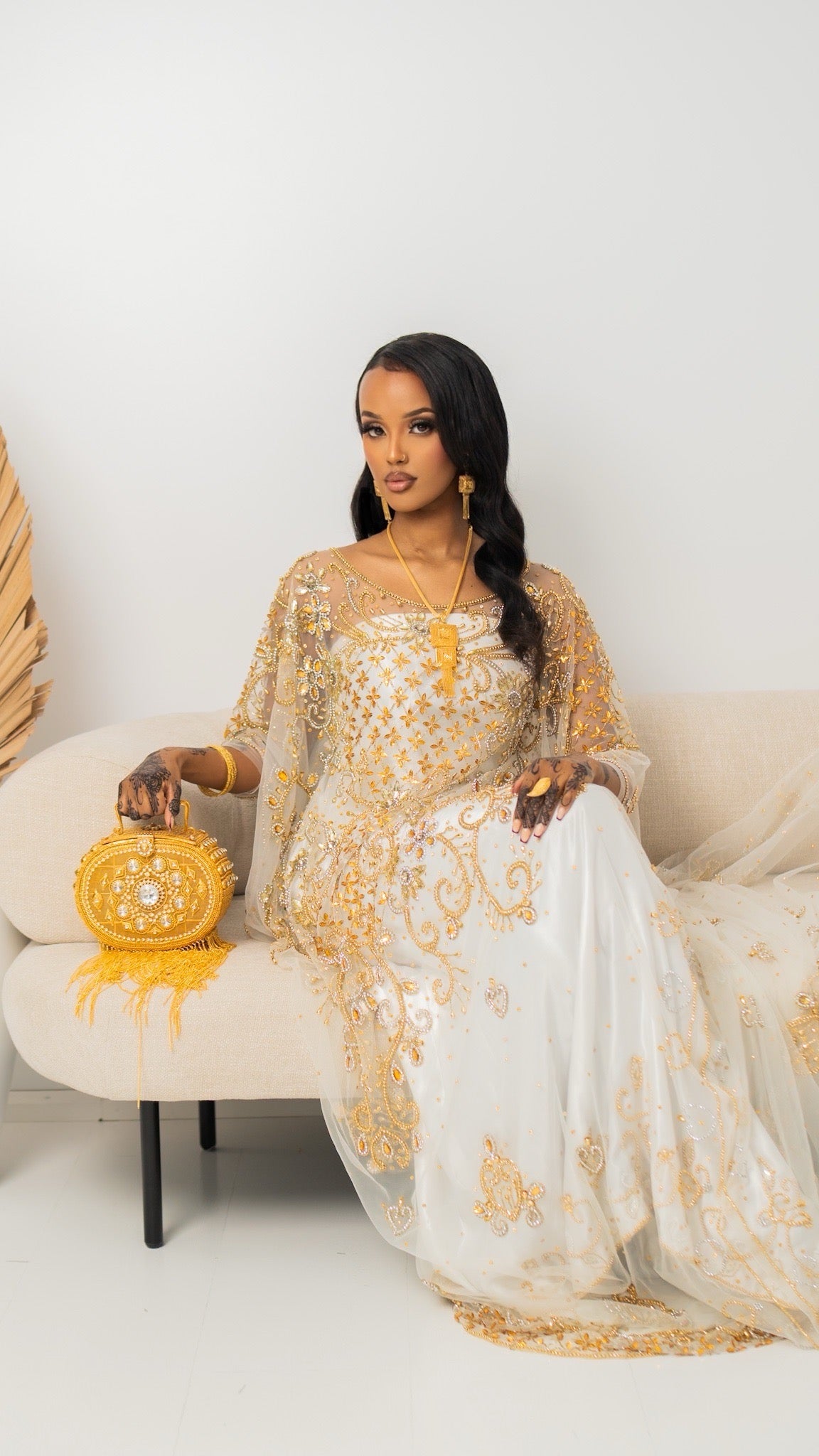 PRE - ORDER Dahab & Xariir Bridal Lace Dirac -  White & Gold